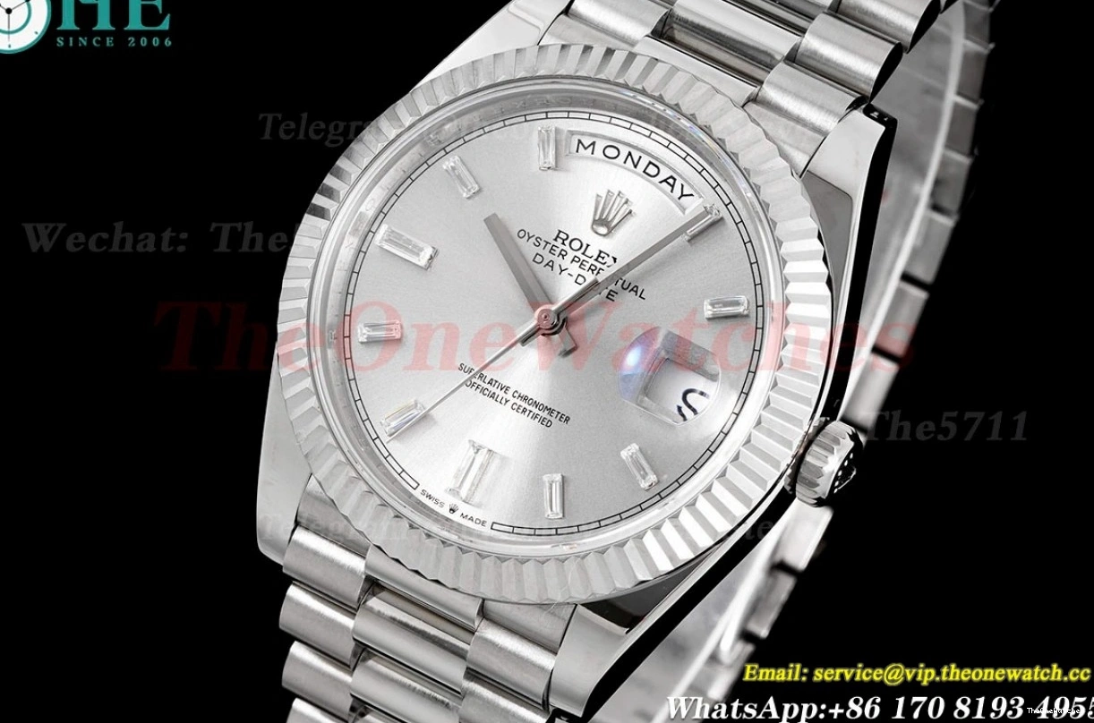 228239 SS Grey Pres A3255 GSF Silver 40mm SS (Tungsten Heavy DayDate Dial Version) 1227